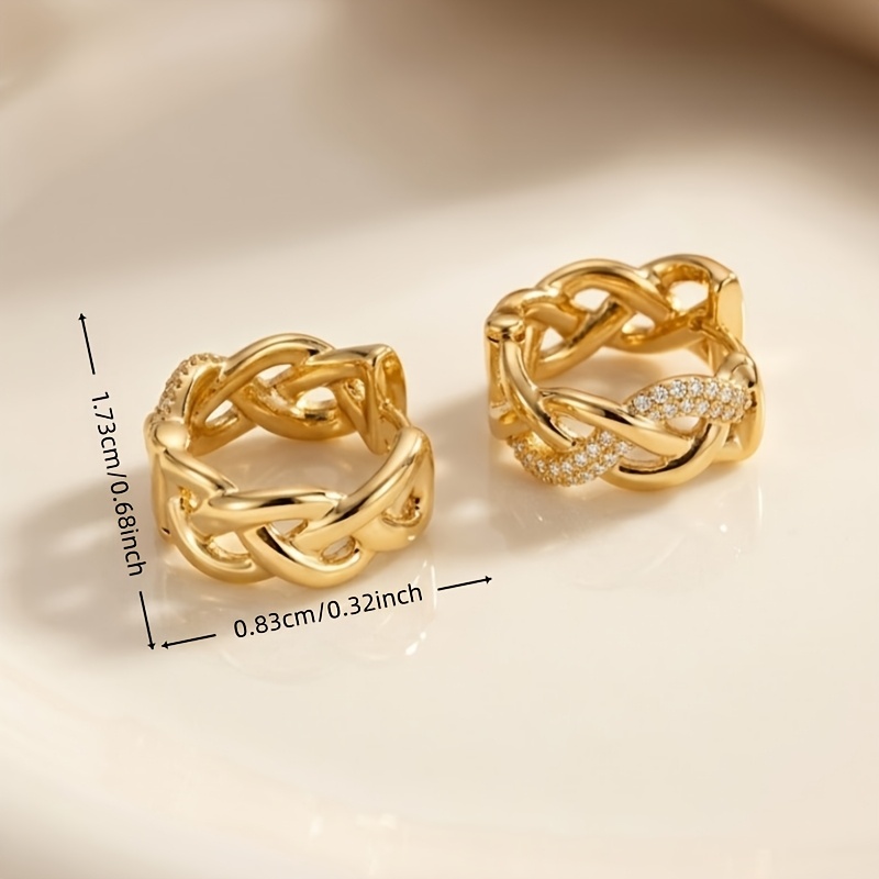 Women's Luxurious Twisted H-Shaped Copper Inlaid Cubic Zirconia Earrings